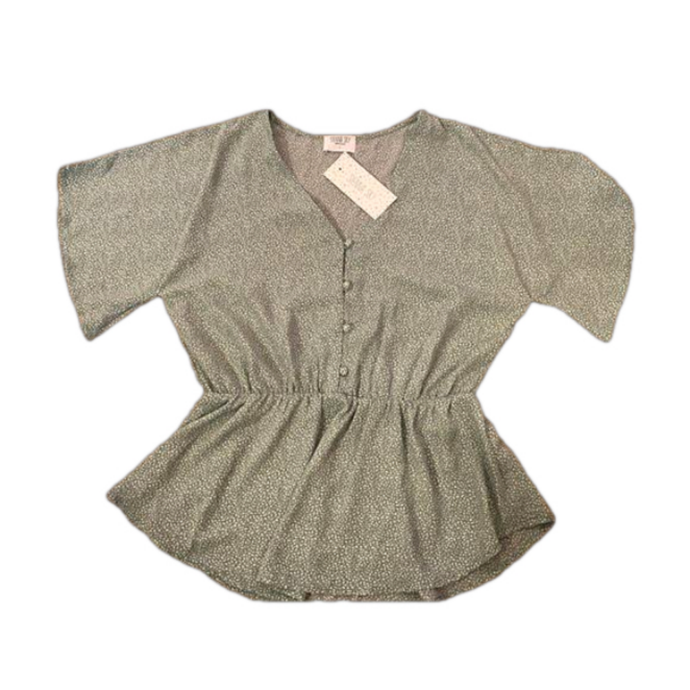 NWT Sienna Sky Green Batwing Peplum Blouse - Size Large